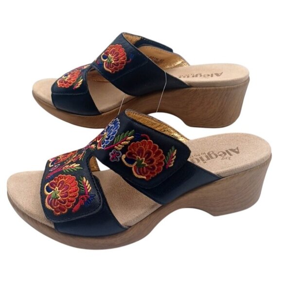 Alegria Womens Linn Blue Embroidered Floral Sandal LIN-601N Size 40 US 8-8.5 - Picture 6 of 13